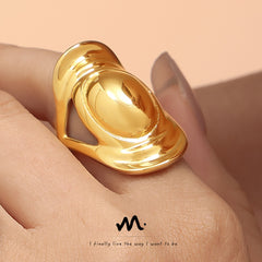 Layered Oval Sculptural Open Ring