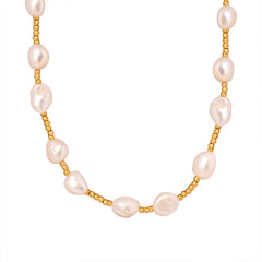 Freshwater Pearl and Bead Station Necklace