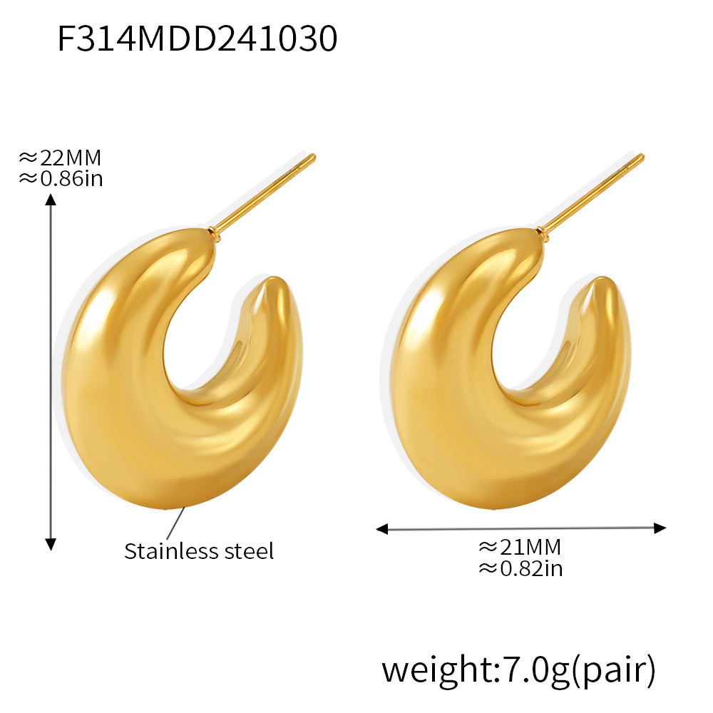 18K Gold-Plated Sculptural Crescent Earrings