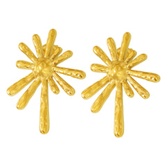 18K Gold-Plated Radiating Sunburst Stud Earrings