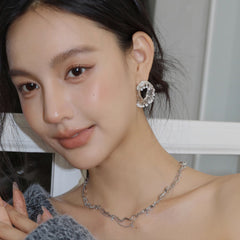 Daphne Statement Pavé Tassel Drop Earrings