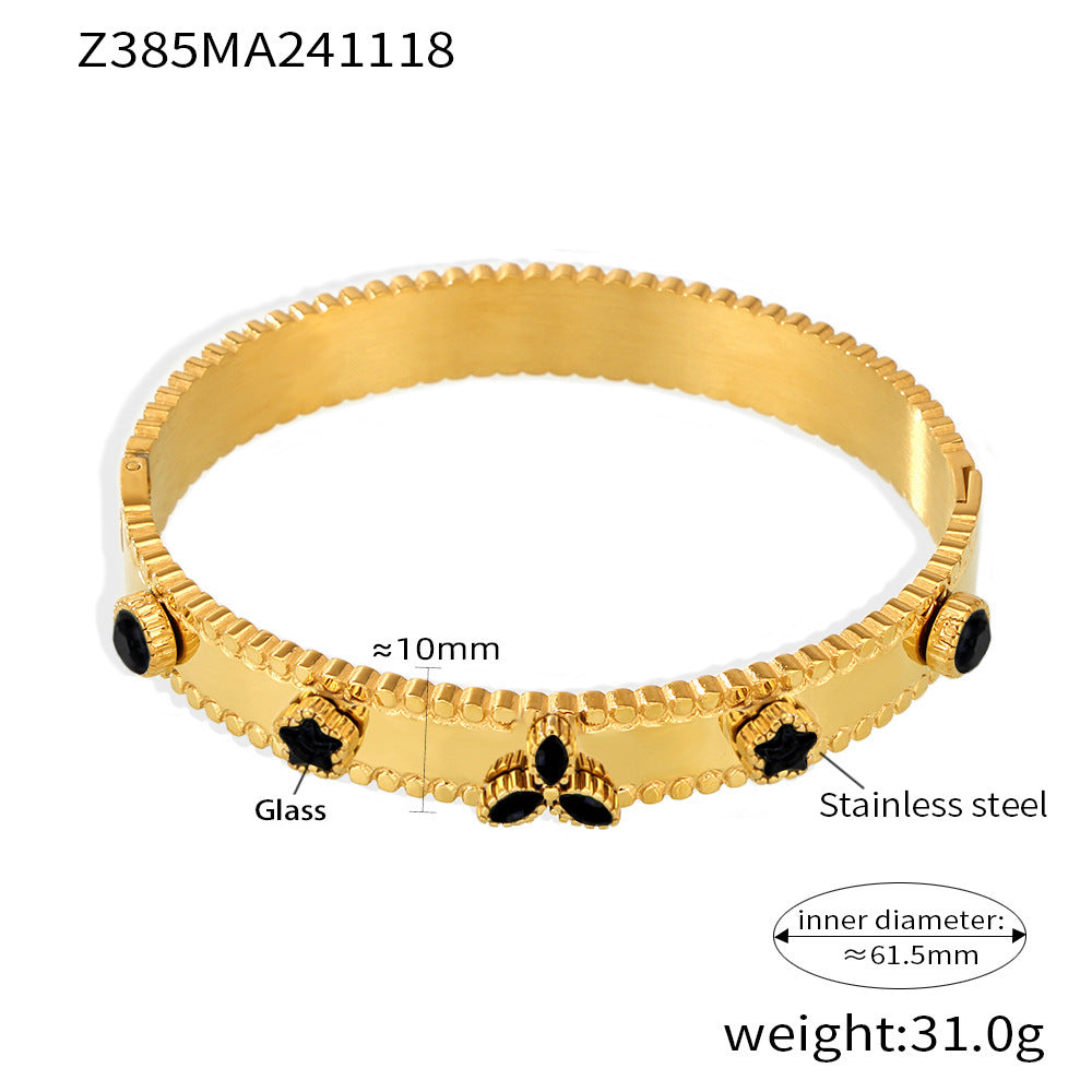 Colored Accent Structured Bangle Bracelet