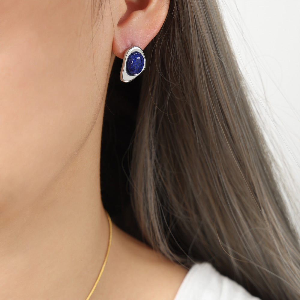 Natural Stone Irregular Pendant Necklace & Earrings