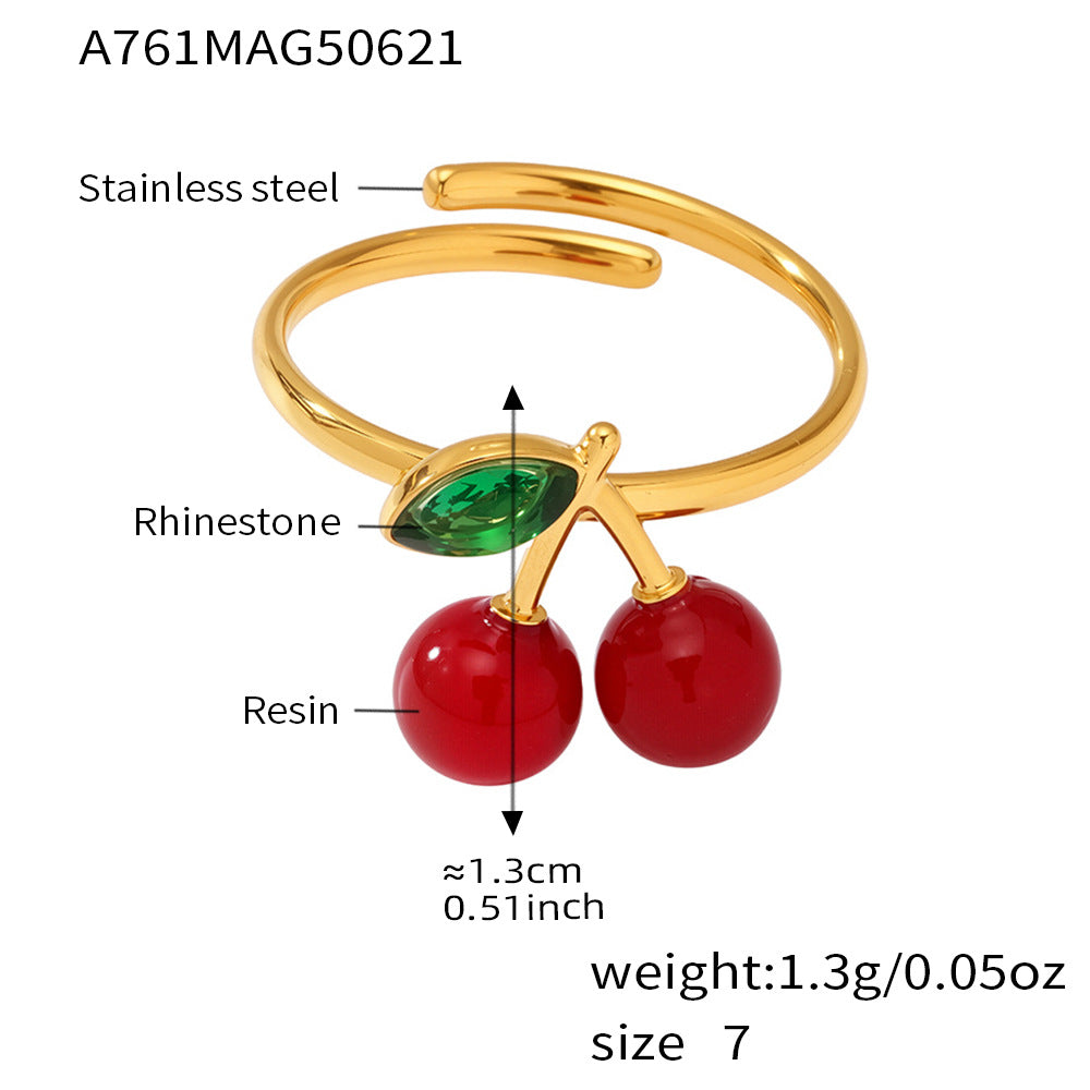Cherry Resin Accent Open Ring