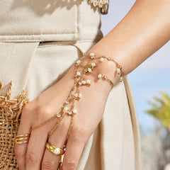 18K Gold-Plated Shell Pearl-Look Hand Chain