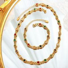 Multicolor Cubic Zirconia Necklace and Bracelet