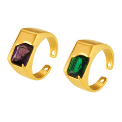 Rectangular Cubic Zirconia Open Ring