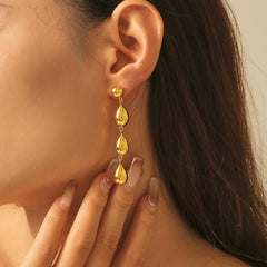 18K Gold-Plated Triple Teardrop Earrings