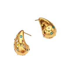 18K Gold-Plated Stone or Shell-Pearl-Look Earrings