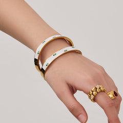 18K Gold-Plated Enamel Eye Bangle