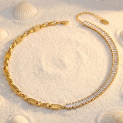 Cubic Zirconia & Chain Split Necklace