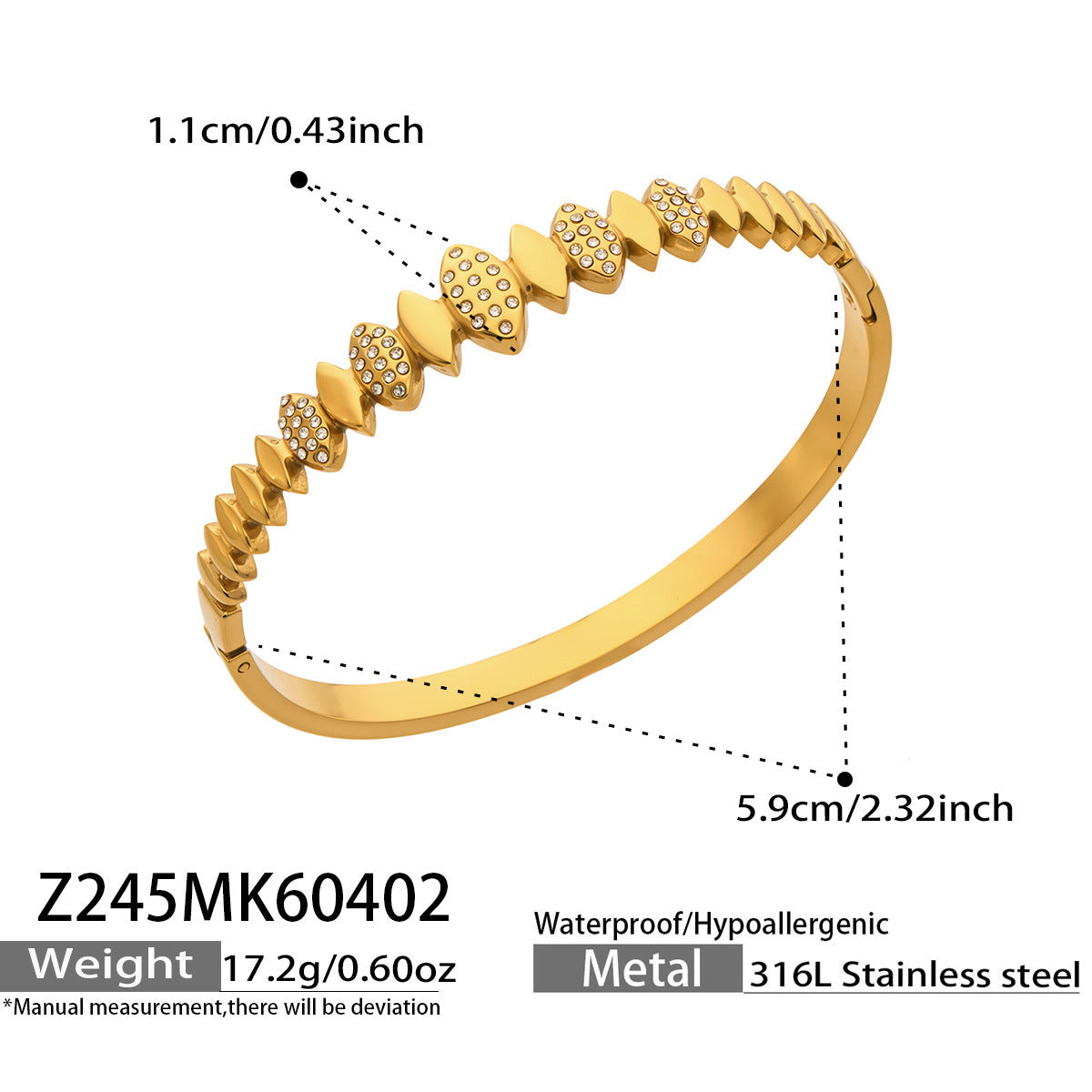 Cubic Zirconia Geometric Link Bangle Designs
