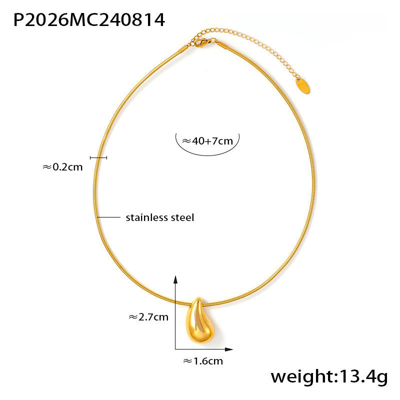 18K Gold-Plated Teardrop Pendant Collar Necklace