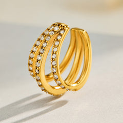 Triple-Line Cubic Zirconia Ear Cuff - Single