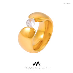 18K Gold-Plated Clear Stone Open Ring