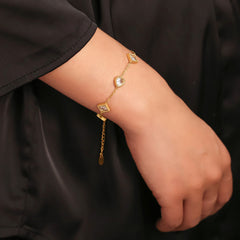 Cubic Zirconia Heart & Square Station Bracelet