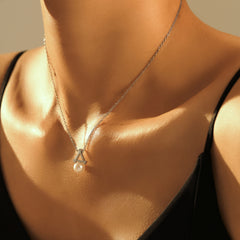 Pearl-Look Triangle Pendant Necklace