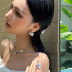 Nadine Vintage-Inspired Pavé Floral Stud Earrings