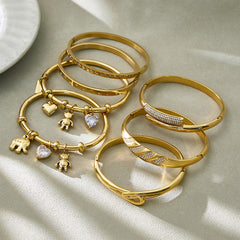 18K Gold-Plated Cubic Zirconia Bangle Designs