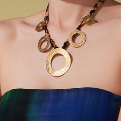 Gold-Tone Sculptural Pendant Necklace