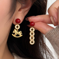 Camille Asymmetric Horse Stud Earrings