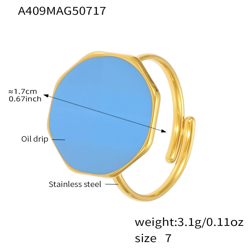 Round Enamel Stainless Steel Open Ring