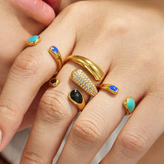 Enamel and Cubic Zirconia Open Ring Designs