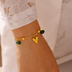 18K Gold-Plated Agate Charm Bracelet