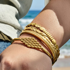 Gold-Tone Textured Sculptural Bangle Designs