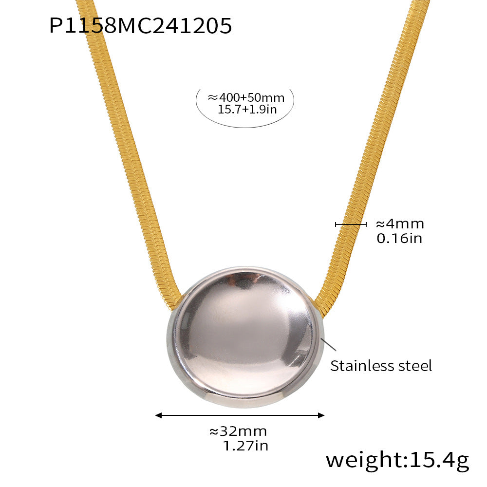 18K Gold-Plated Sculptural Round or Rectangular Pendant Necklace