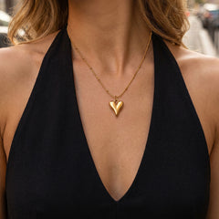 18K Gold-Plated Heart Bead Chain Necklace