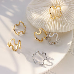 Adjustable Wavy Open Stainless Steel Ring