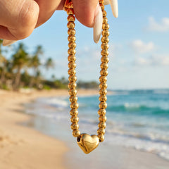 Heart Bead or Stone-Accent Chain Bracelet
