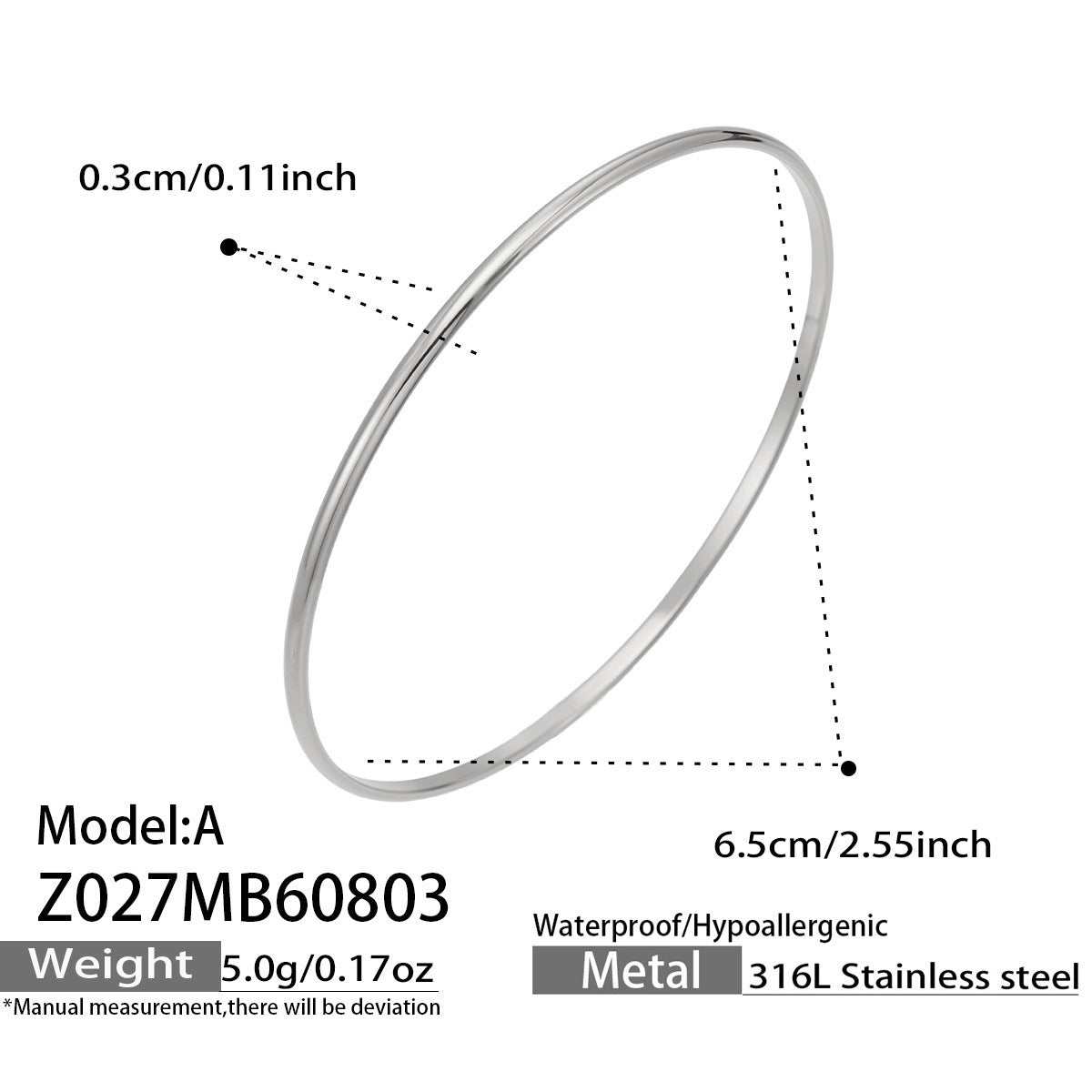 18K Gold-Plated Smooth or Diagonal Texture Bangle