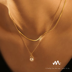Pearl-Look Triangle Pendant Necklace