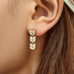 Gold-Tone Cubic Zirconia Leaf Ear Climbers