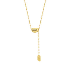 18K Gold-Plated LUCKY Tag Drop Necklace