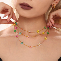 Glass Flower Bead Necklace & Bracelet