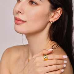 Enamel Heart Stainless Steel Band Ring
