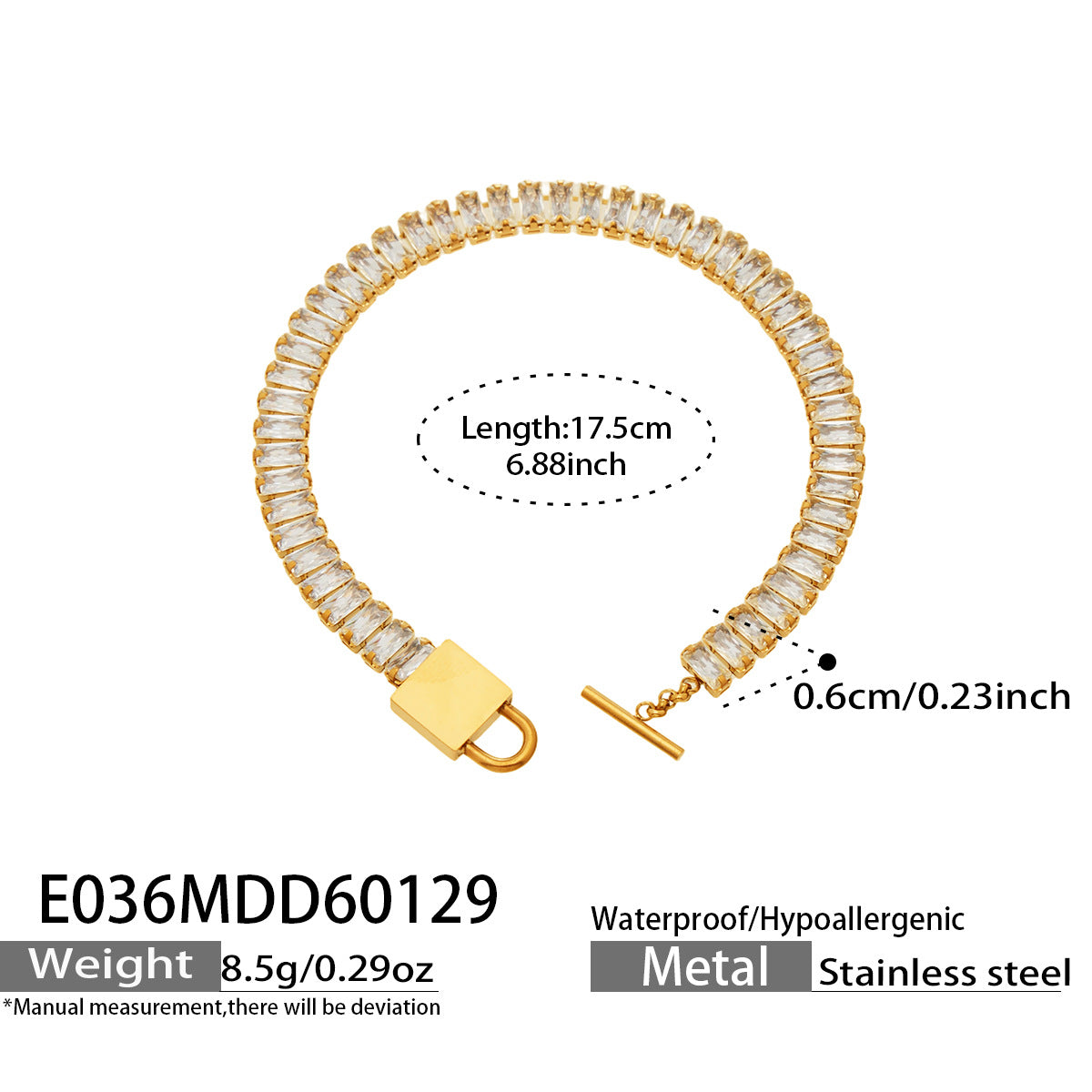18K Gold-Plated Cubic Zirconia Toggle Bracelet