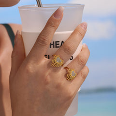 Cubic Zirconia Heart Sunburst Open Ring