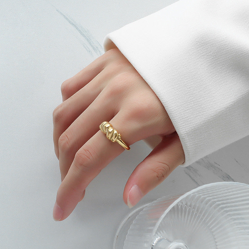 18K Gold-Plated Twisted Sculptural Ring