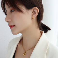 Textured Sphere Stainless Steel Stud Earrings