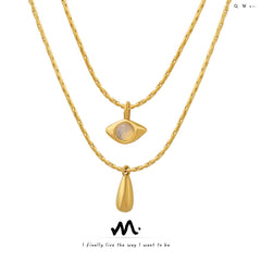 18K Gold-Plated Opal Accent Layered Necklace