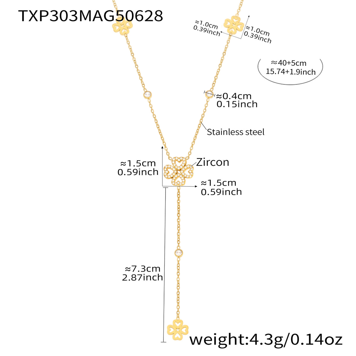 18K Gold-Plated Cubic Zirconia Flower Charm Jewelry