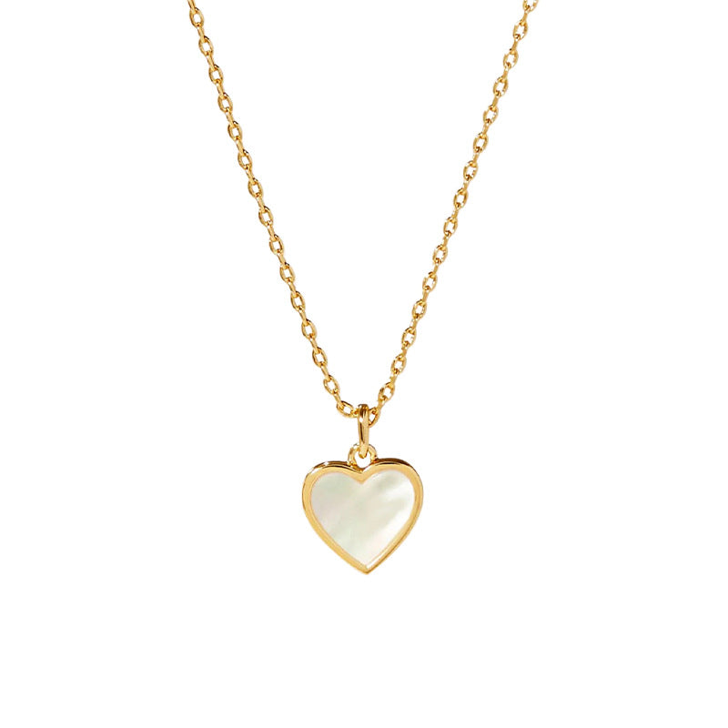 Daphne Minimalist White Mother-of-Pearl Heart Necklace
