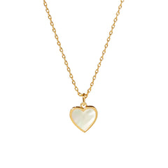 Daphne Minimalist White Mother-of-Pearl Heart Necklace