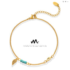 Turquoise Accent Wing-Charm Anklet