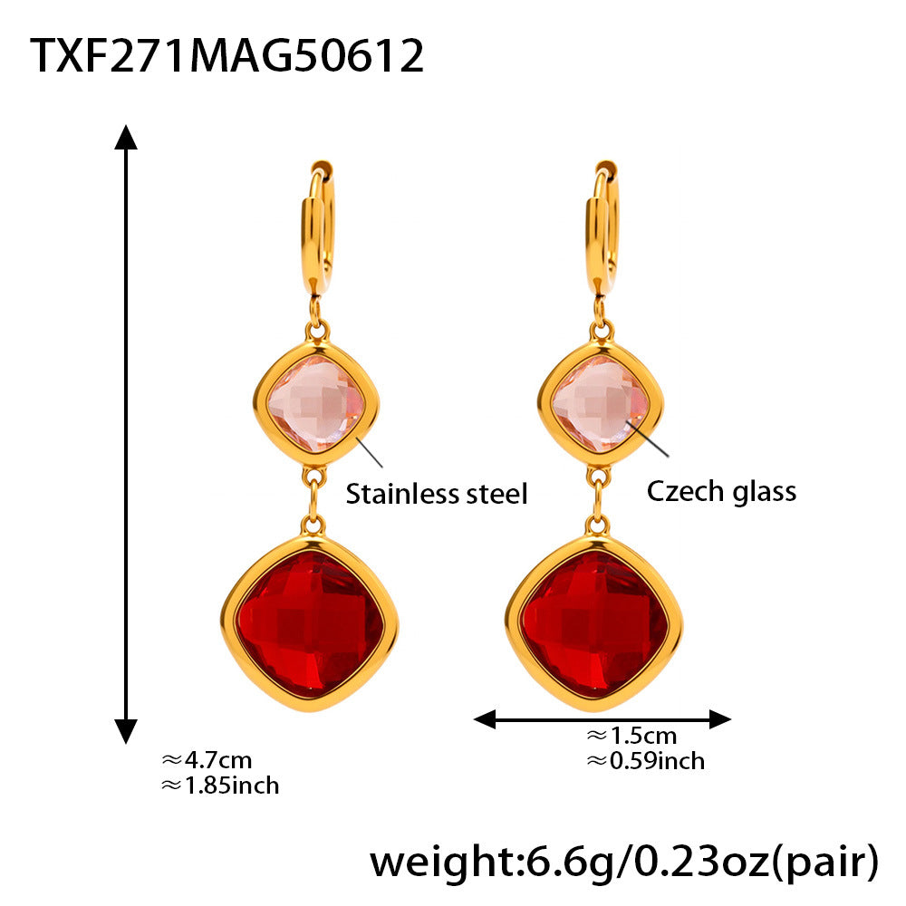 Faceted Czech Glass Two-Part Drop Earrings