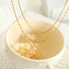 Gold-Tone Double-Layer Snake Chain Necklace